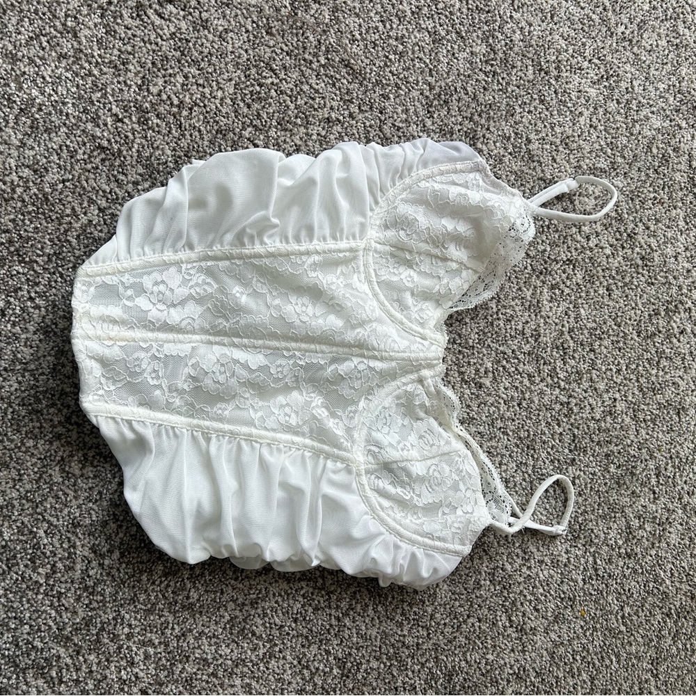 White Lace Ruched Corset